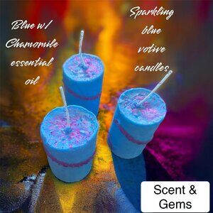 Sparkling blue votive candles